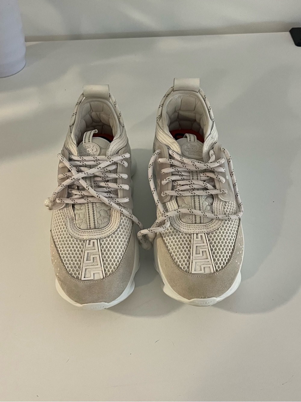 Versace Men's Off-White Chain Reaction Sneakers